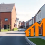 UK House Prices are rising modern residential street showing increased property values and