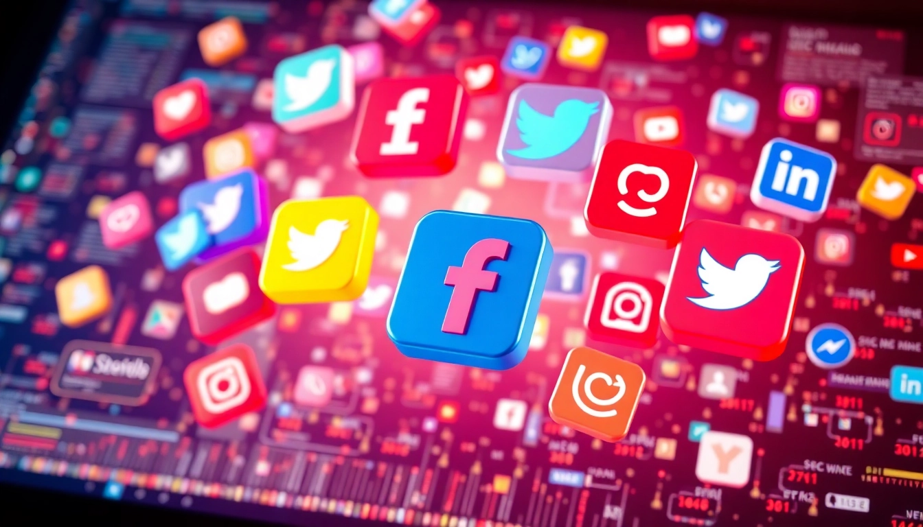 Latest Social Media Updates infographic showing engagement trends and platform icons for