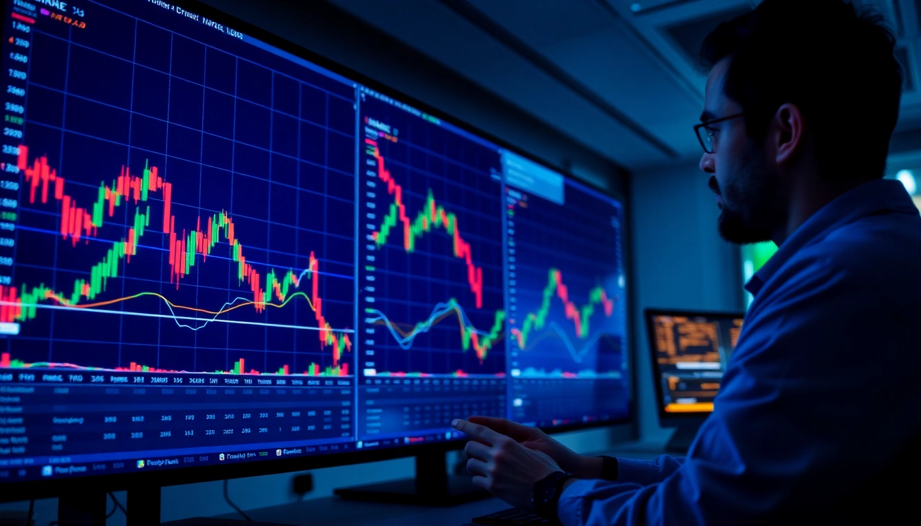 Trading view platform displaying real-time market charts with analysis tools for traders and